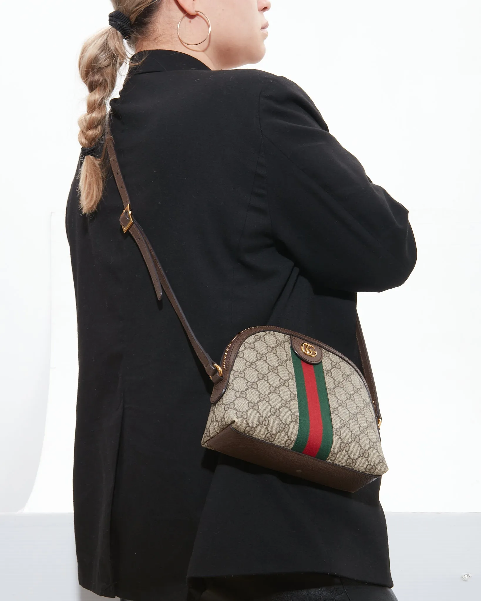Gucci Brown Coated Canvas Small GG Supreme Ophidia Crossbody Bag
