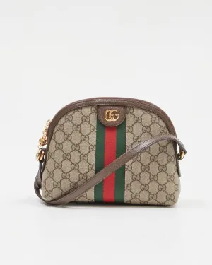 Gucci Brown Coated Canvas Small GG Supreme Ophidia Crossbody Bag