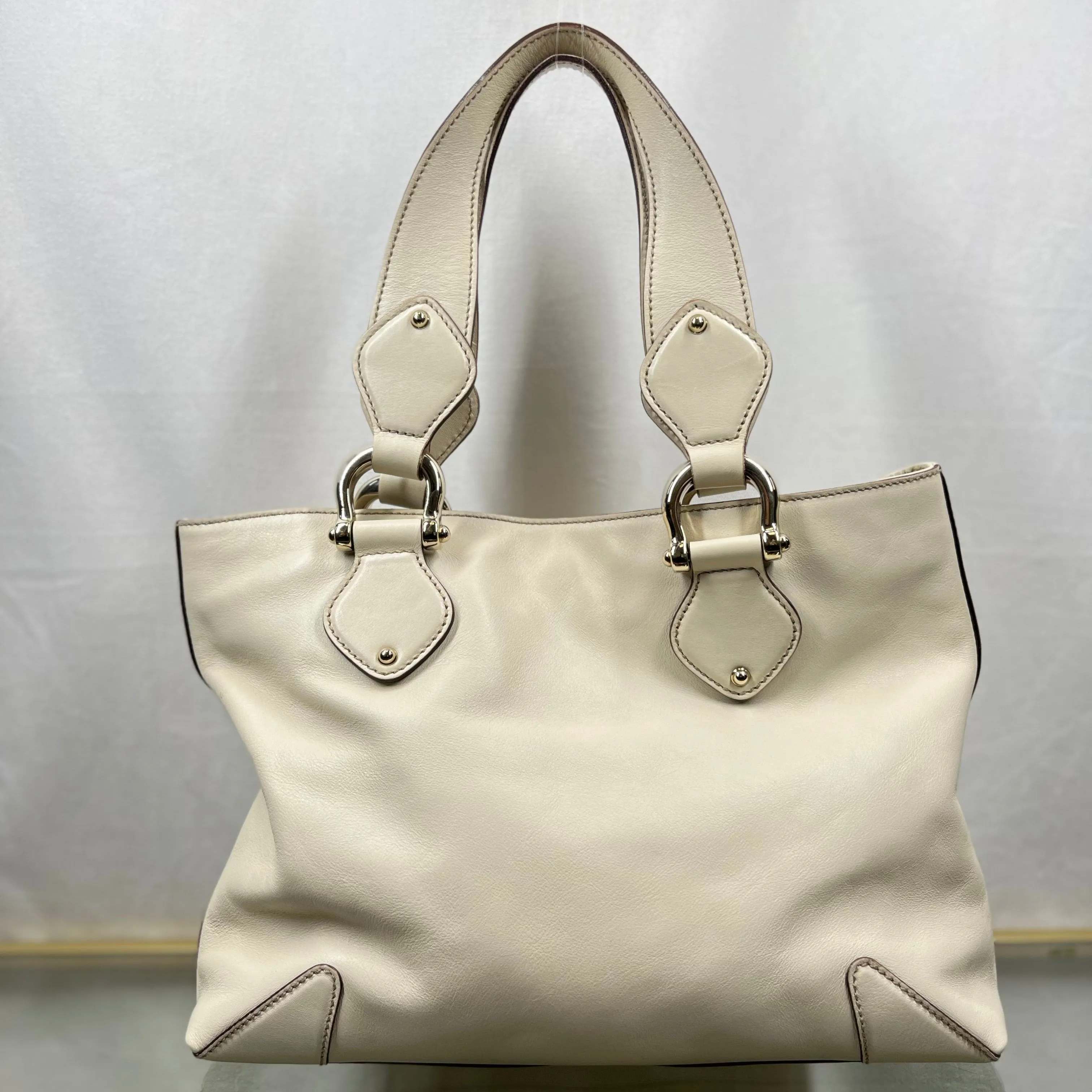 GUCCI Cream Soft Calfskin Leather Small Tote