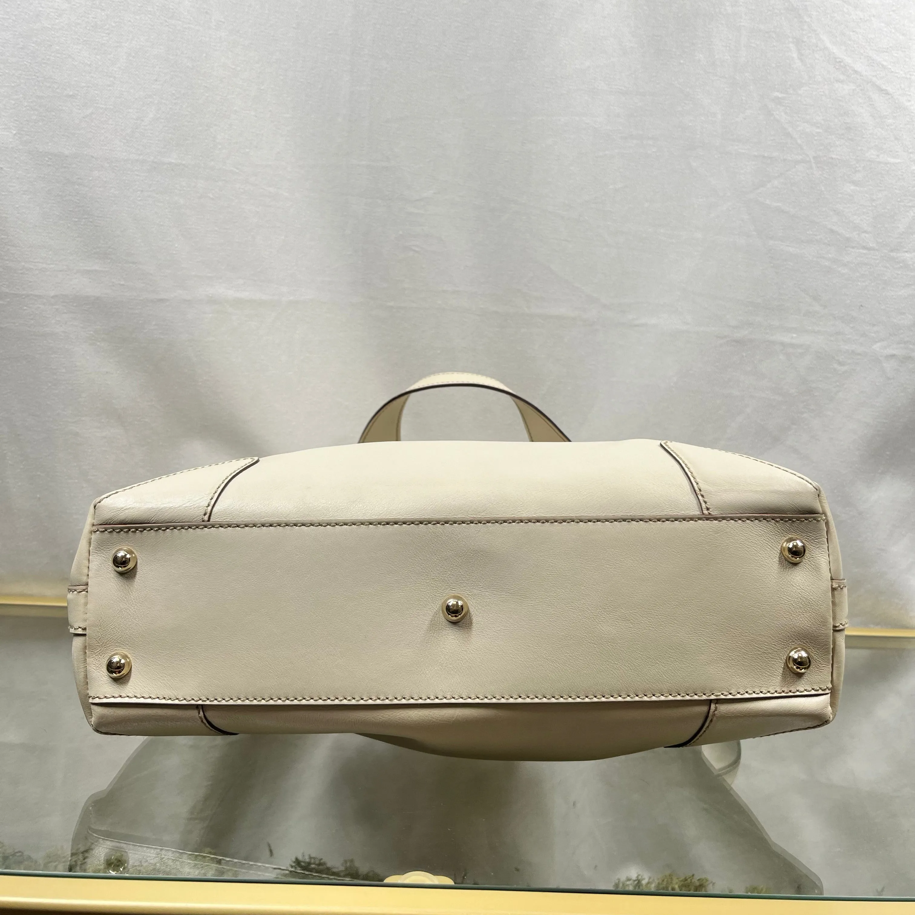 GUCCI Cream Soft Calfskin Leather Small Tote
