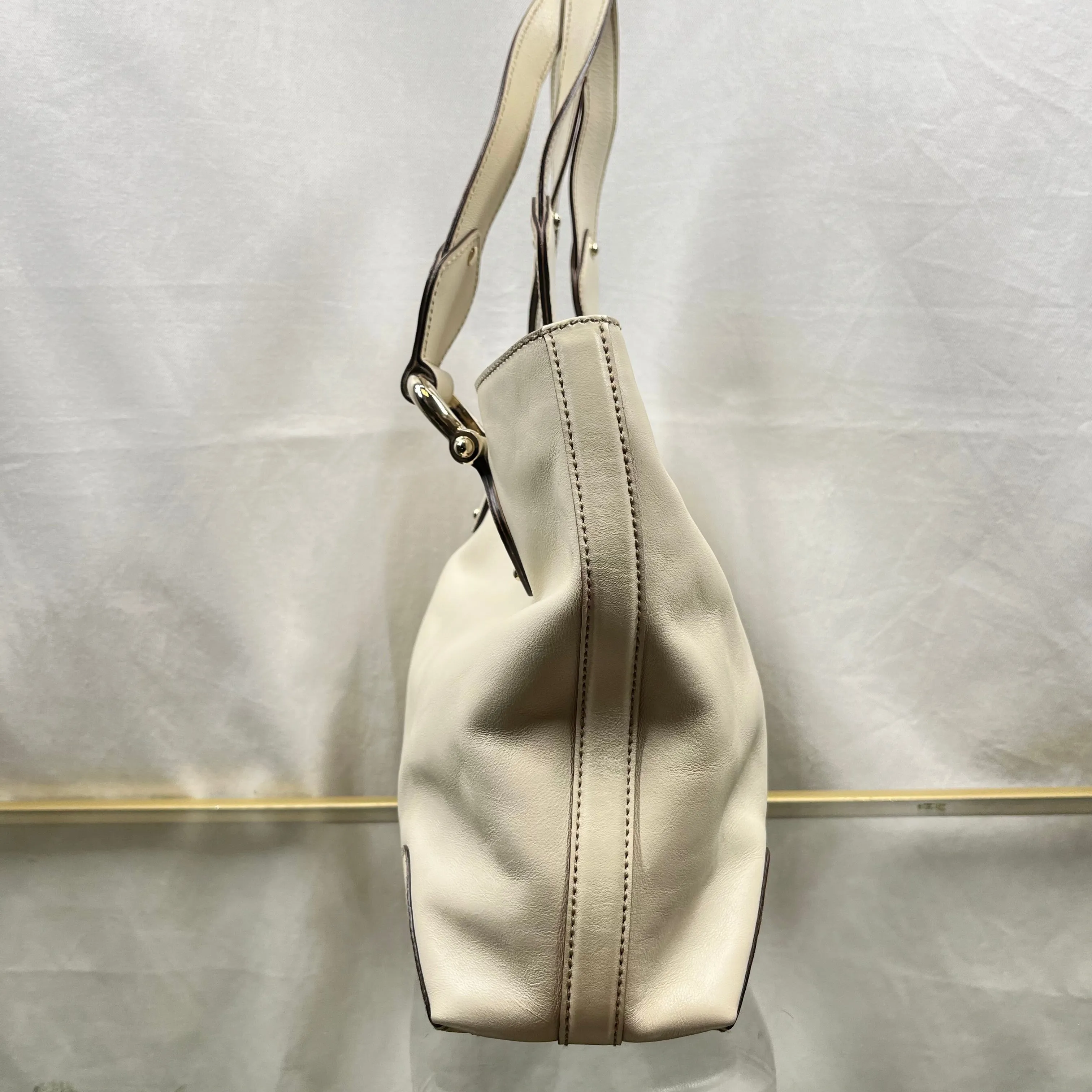 GUCCI Cream Soft Calfskin Leather Small Tote