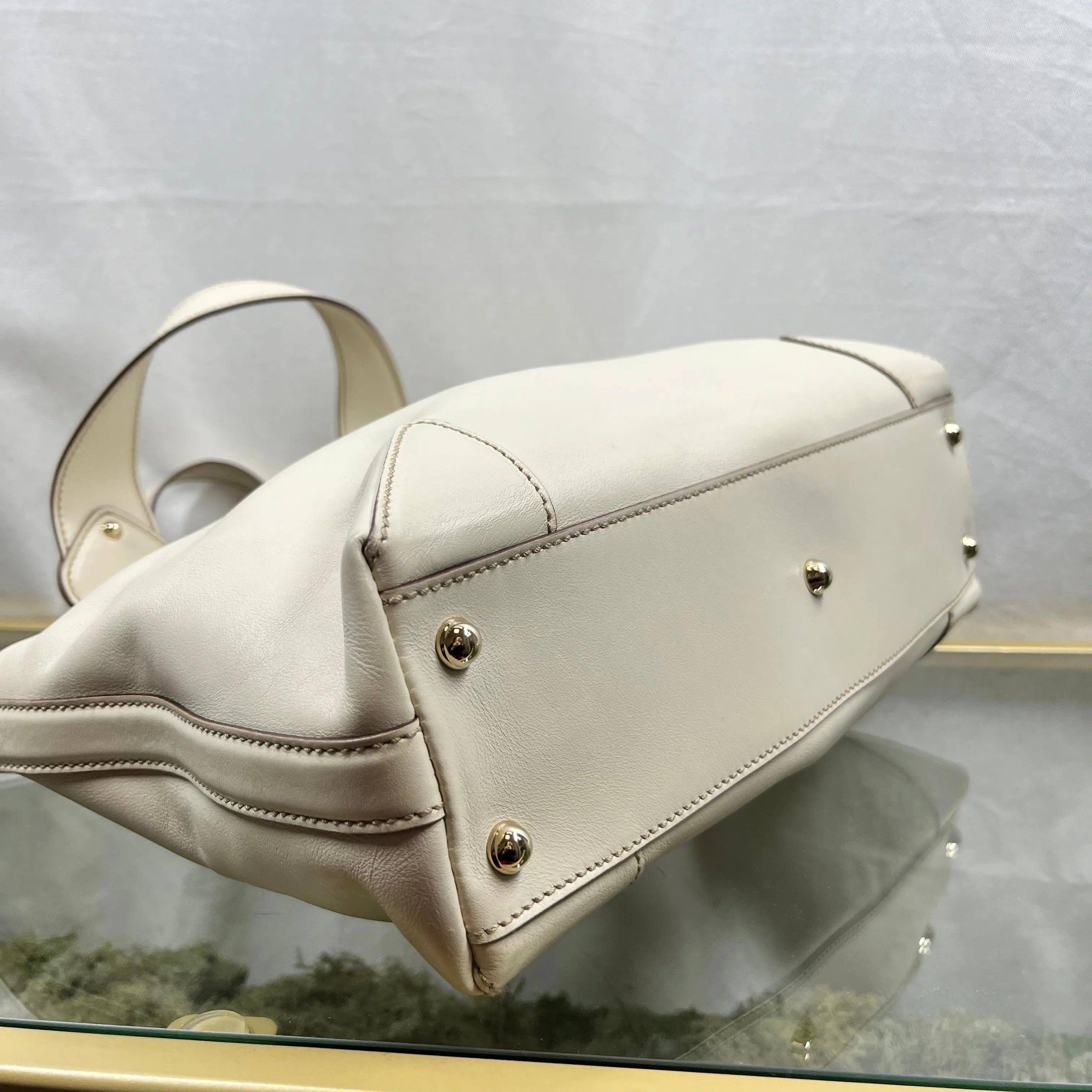 GUCCI Cream Soft Calfskin Leather Small Tote