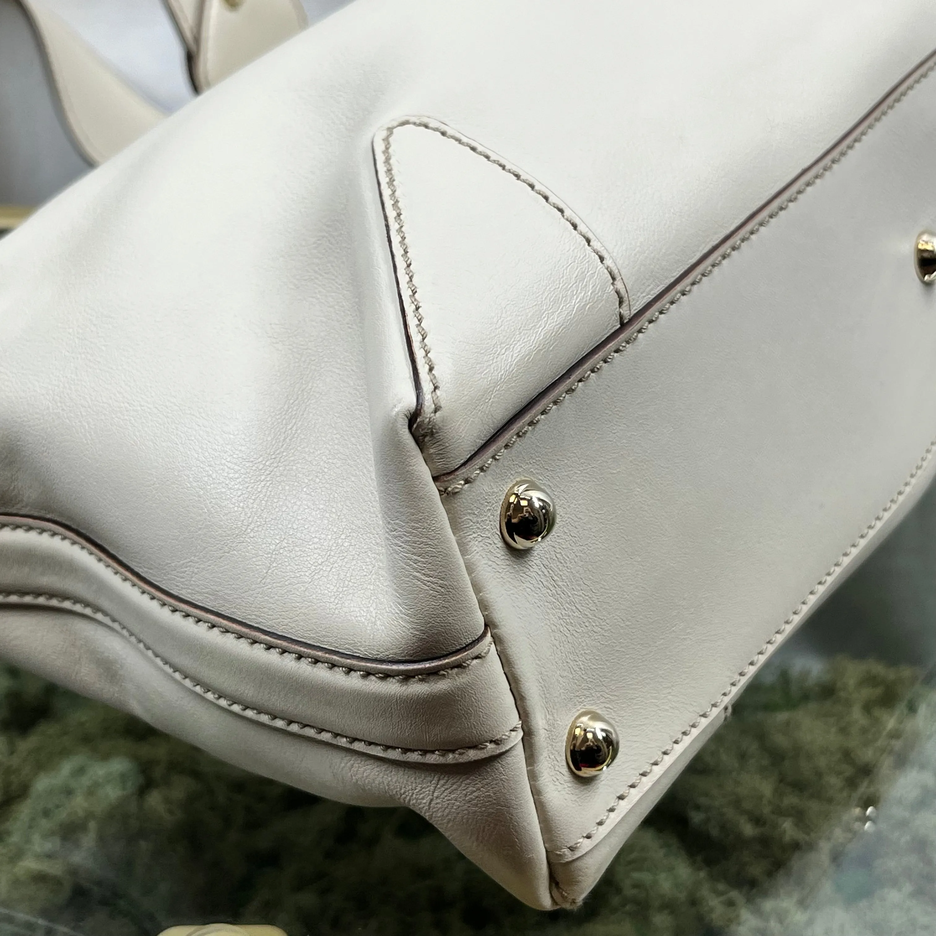 GUCCI Cream Soft Calfskin Leather Small Tote