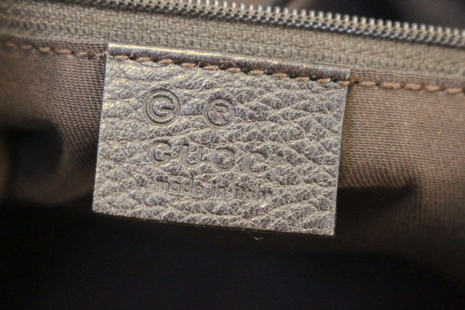 GUCCI Denim Monogram Hobo Dark Brown Satchel Bag