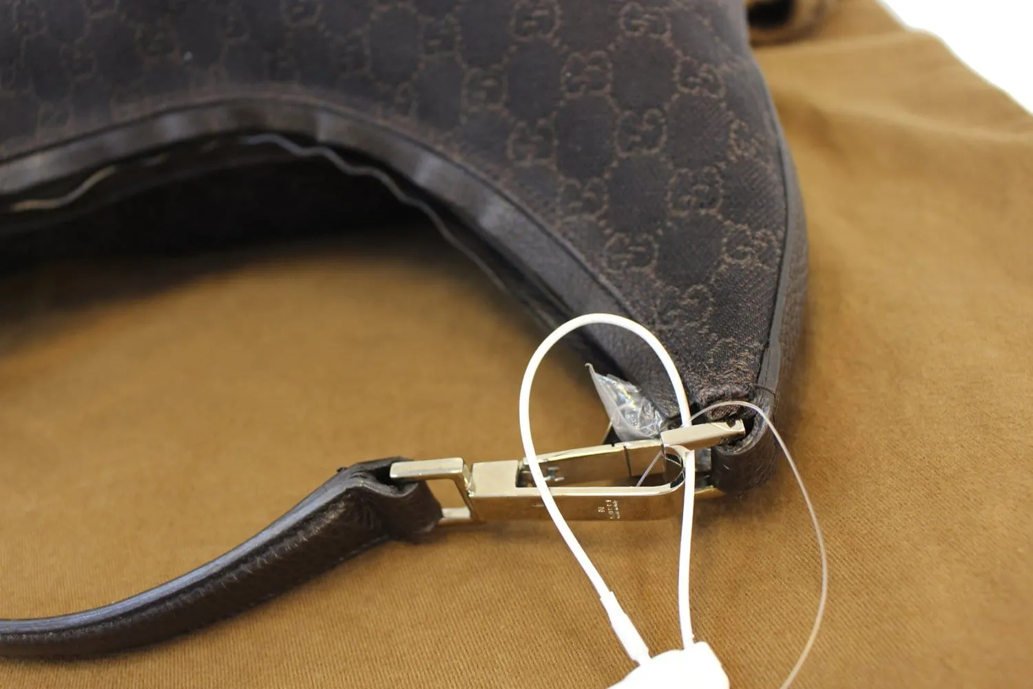 GUCCI Denim Monogram Hobo Dark Brown Satchel Bag