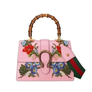 Gucci Dionysus Small Embroidered Floral Satchel Bag in Pink