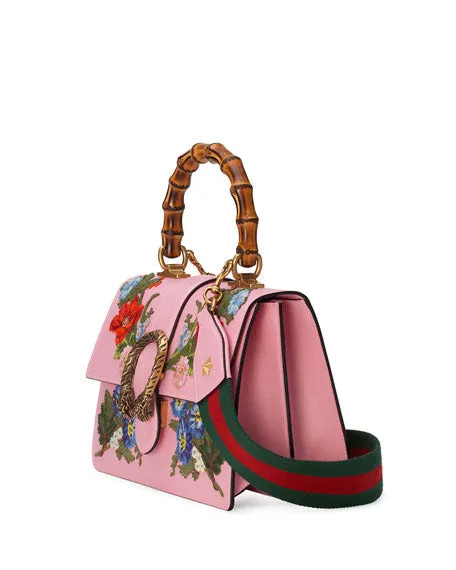 Gucci Dionysus Small Embroidered Floral Satchel Bag in Pink