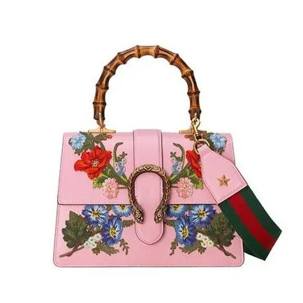 Gucci Dionysus Small Embroidered Floral Satchel Bag in Pink