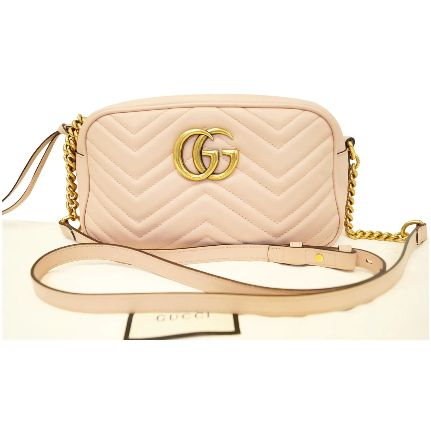 GUCCI GG Marmont Matelasse Small Leather Crossbody Bag Pink