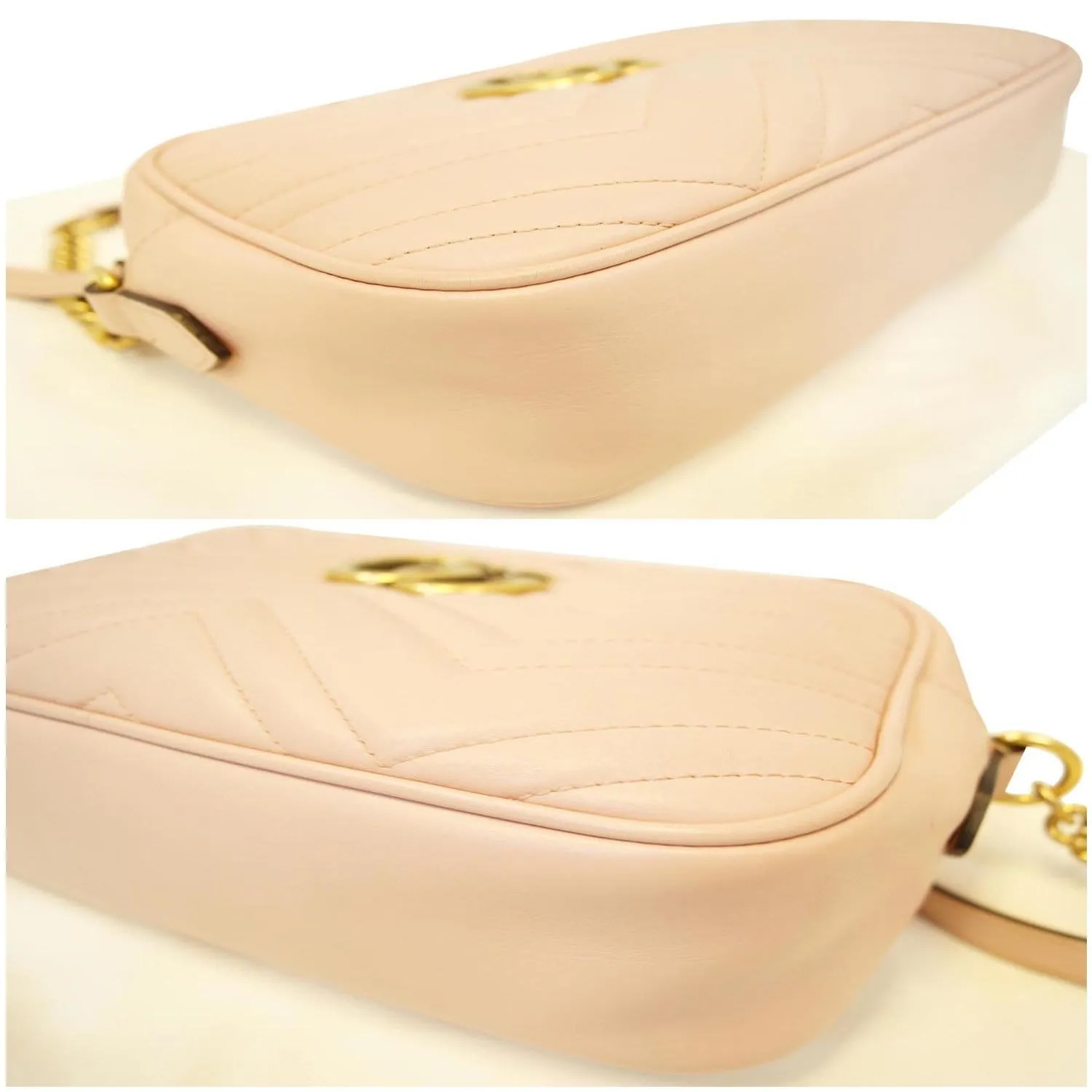 GUCCI GG Marmont Matelasse Small Leather Crossbody Bag Pink