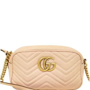 GUCCI GG Marmont Matelasse Small Leather Crossbody Bag Pink