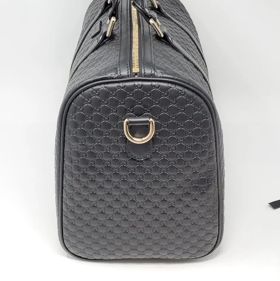 Gucci Guccissima Black Medium Boston Satchel Bag