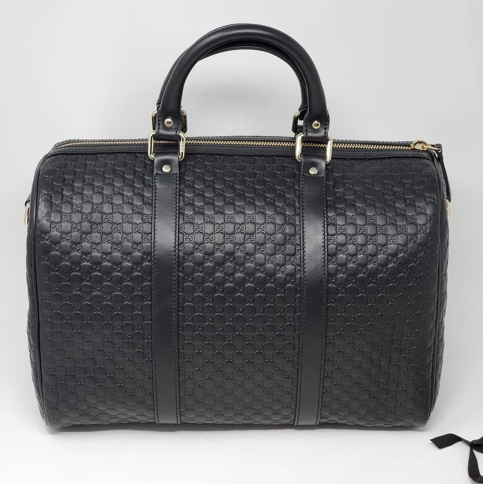 Gucci Guccissima Black Medium Boston Satchel Bag