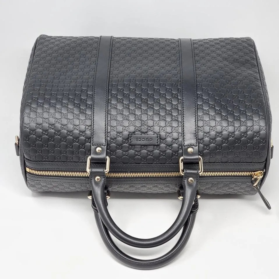 Gucci Guccissima Black Medium Boston Satchel Bag