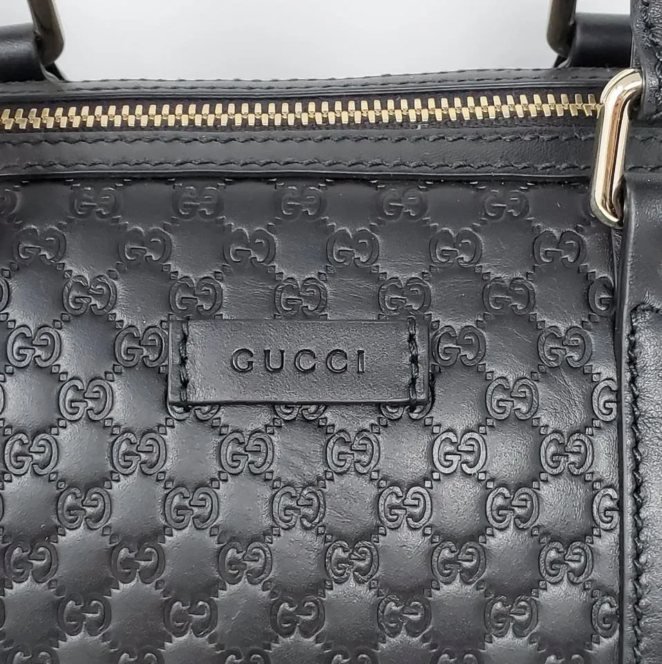 Gucci Guccissima Black Medium Boston Satchel Bag