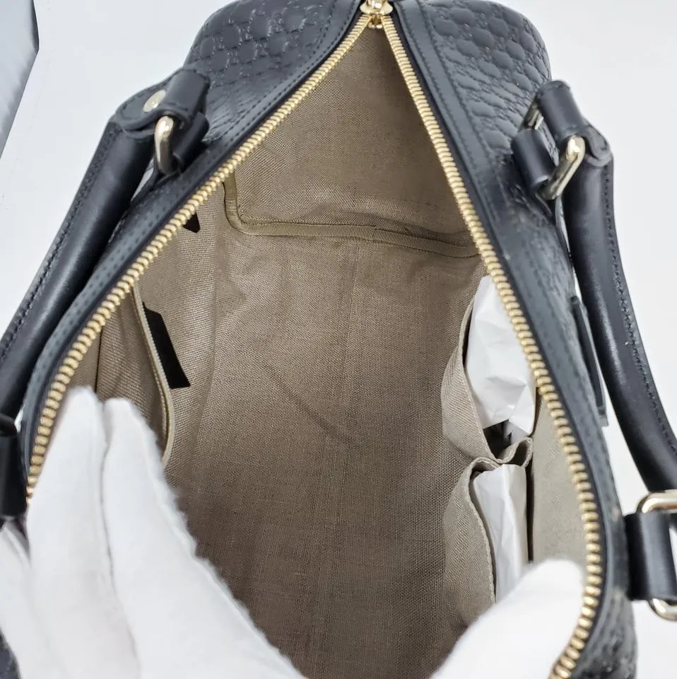 Gucci Guccissima Black Medium Boston Satchel Bag