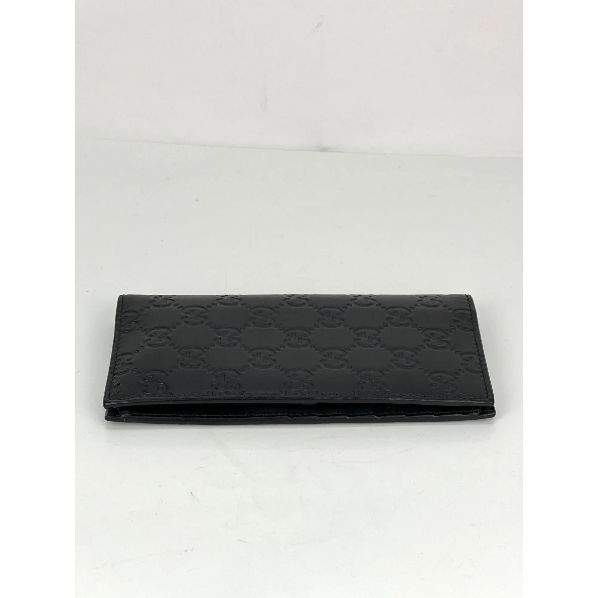 Gucci Guccissima Foldover GG Black long Wallet Clutch
