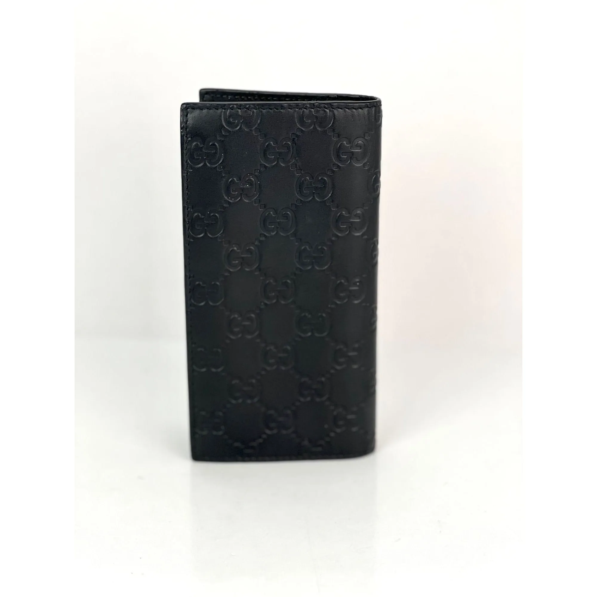 Gucci Guccissima Foldover GG Black long Wallet Clutch