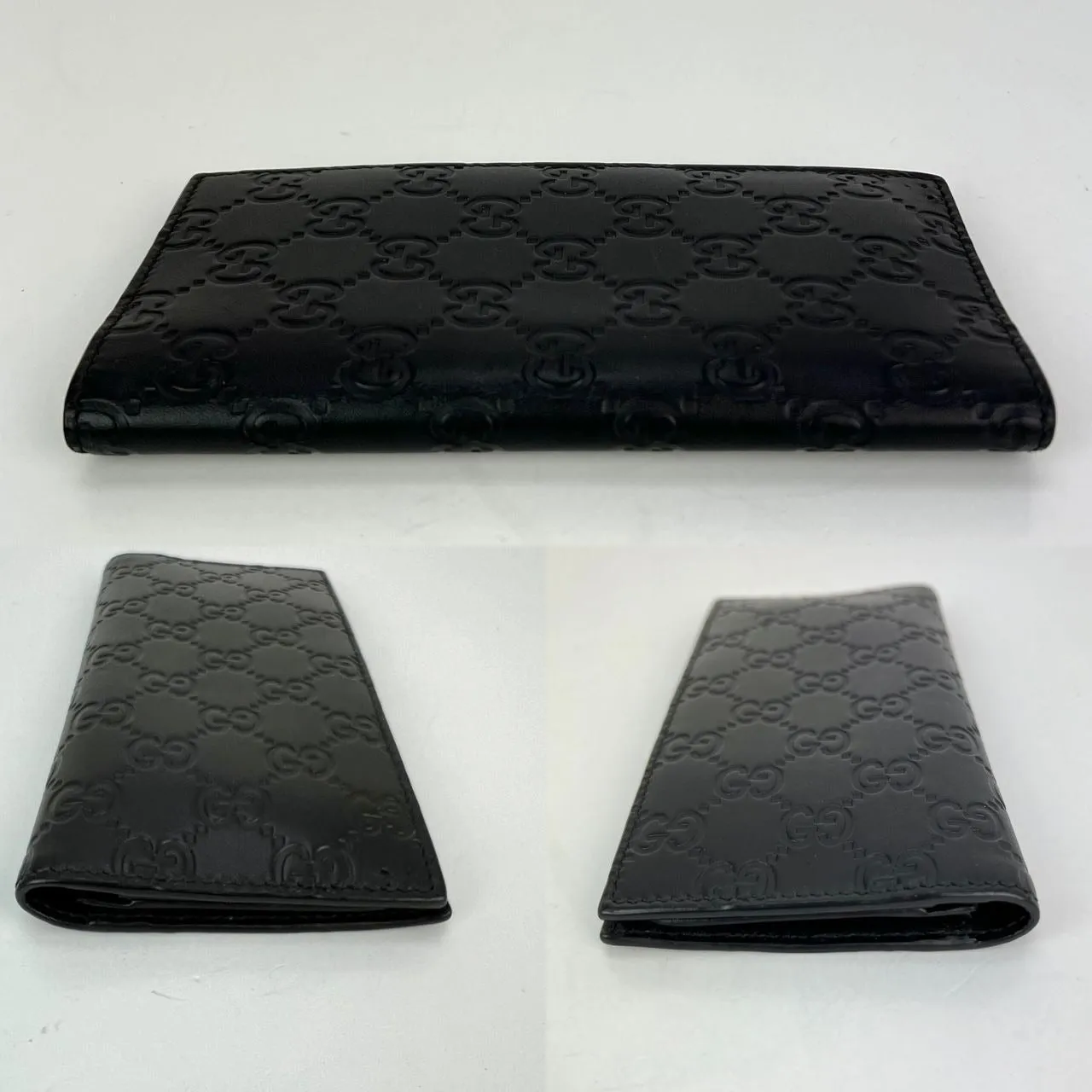 Gucci Guccissima Foldover GG Black long Wallet Clutch
