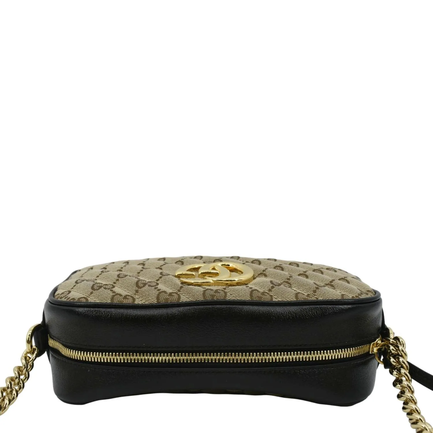 GUCCI Marmont Small Monogram Canvas Crossbody Camera Bag Beige 447632