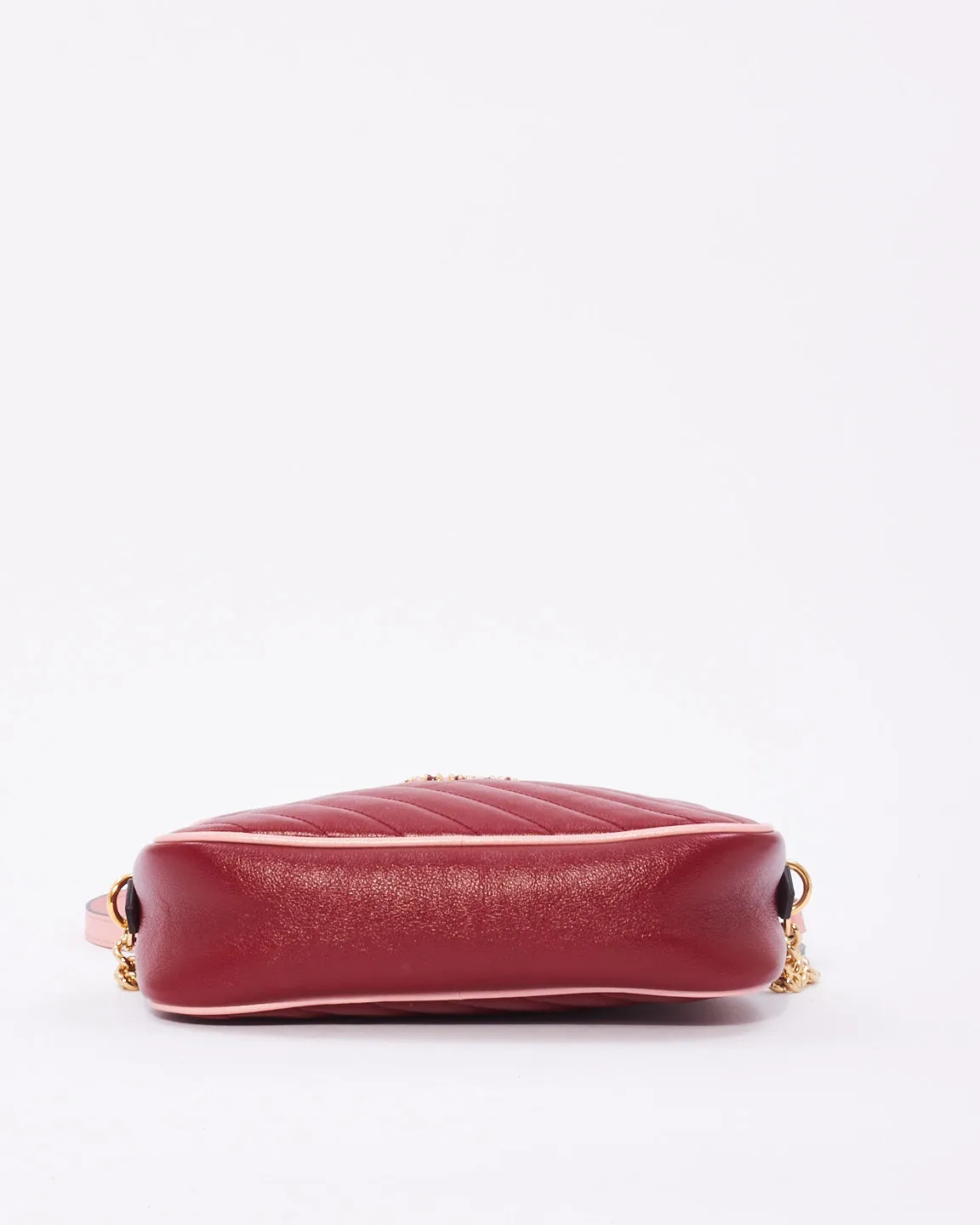 Gucci Red Leather Small Torchon GG Marmont Crossbody Bag