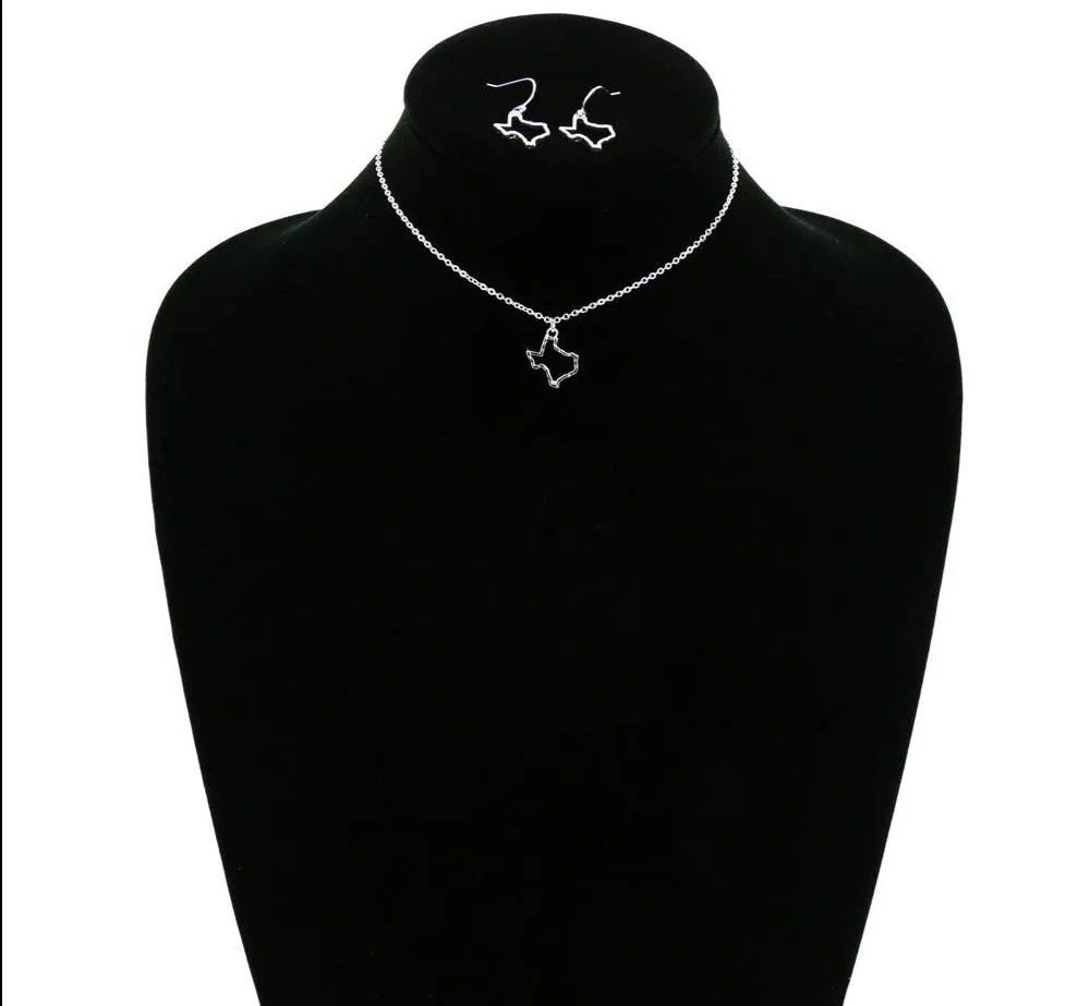 Hammered Texas Outline Choker & Earrings