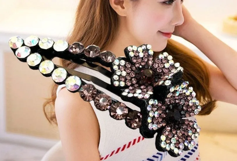 HAPPY00000 32 SC - F   Fashion Flower Hairpin Side Clip 8X3 CM