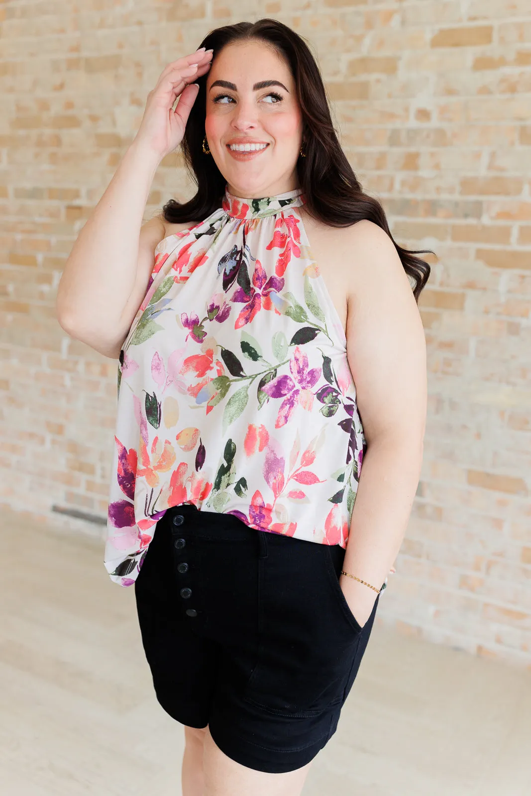 Hazel Blues® |  Feeling Lovely Floral Halter Blouse