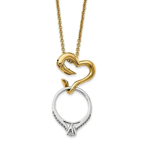 Heart Pendant Ring and Face Mask Holder 18" Necklace