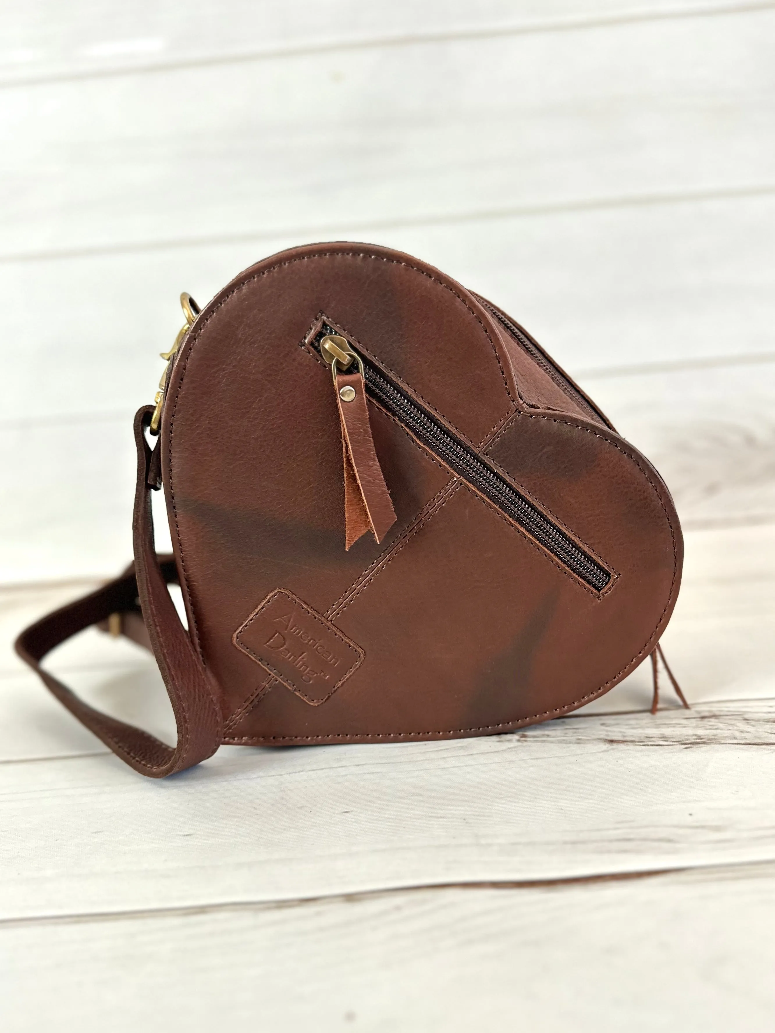 Heart Shaped Leather Tooled Canteen Bag