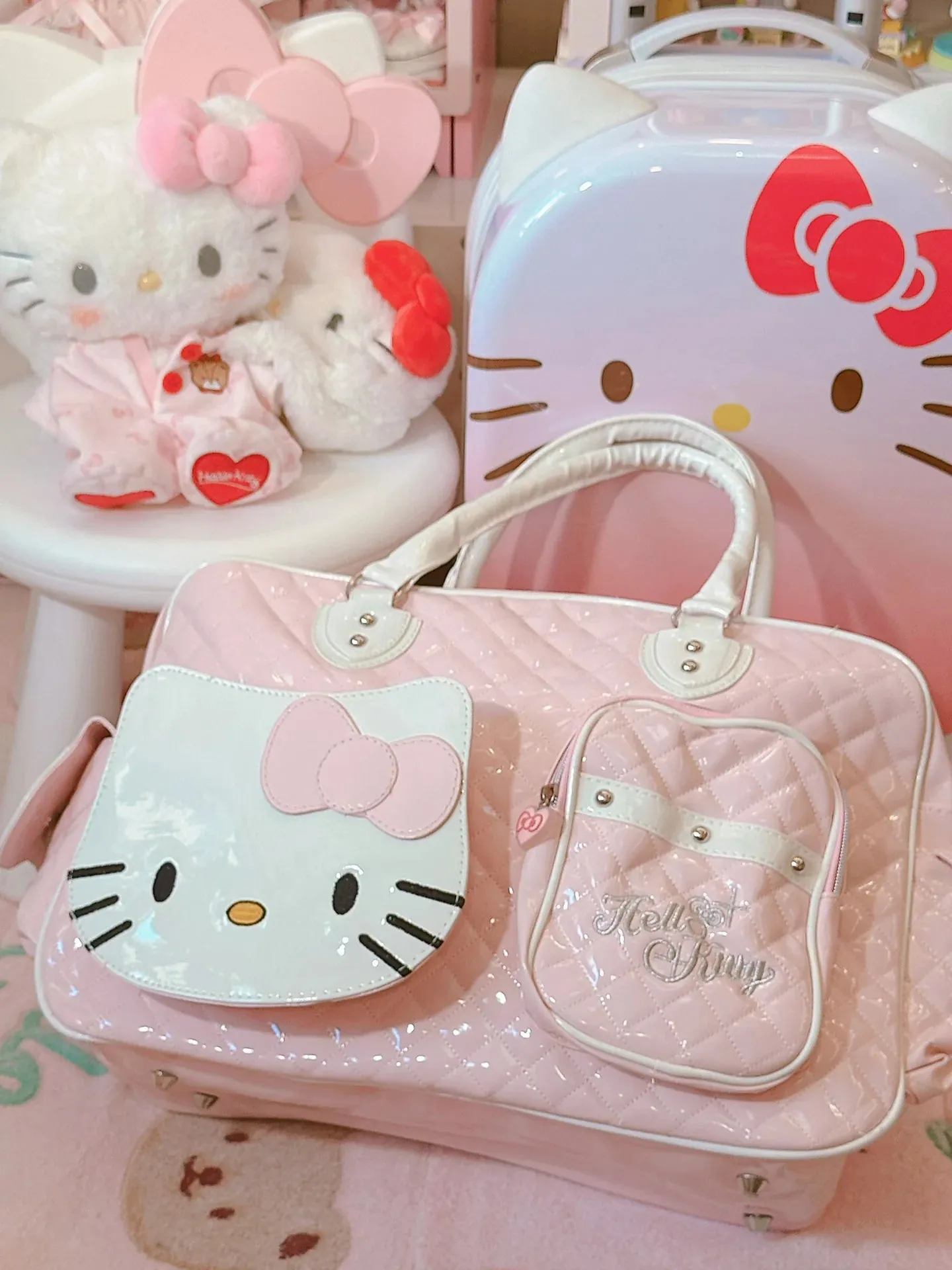 HelloKitty Cute PU Weekender Duffel Bag