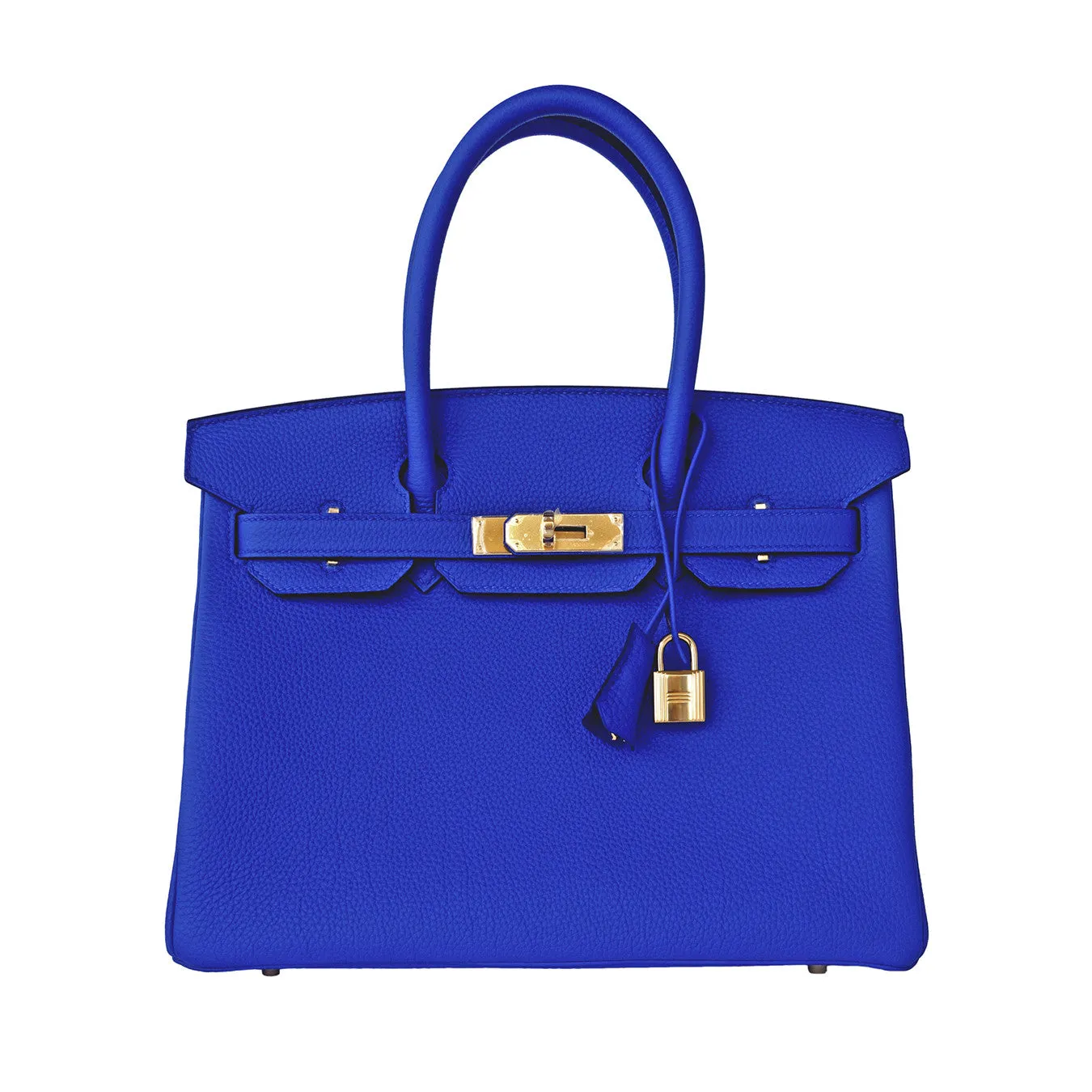 Hermes Blue Electric 30cm Togo Birkin Gold GHW Satchel Bag Spectacular