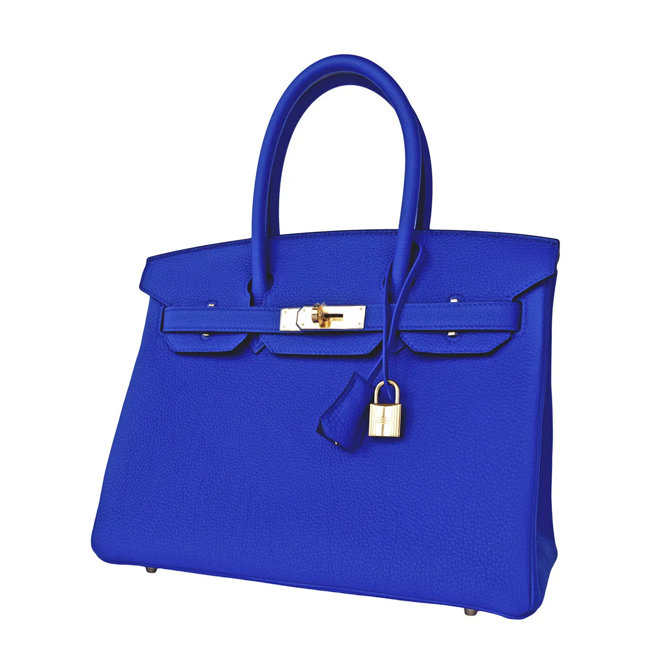 Hermes Blue Electric 30cm Togo Birkin Gold GHW Satchel Bag Spectacular