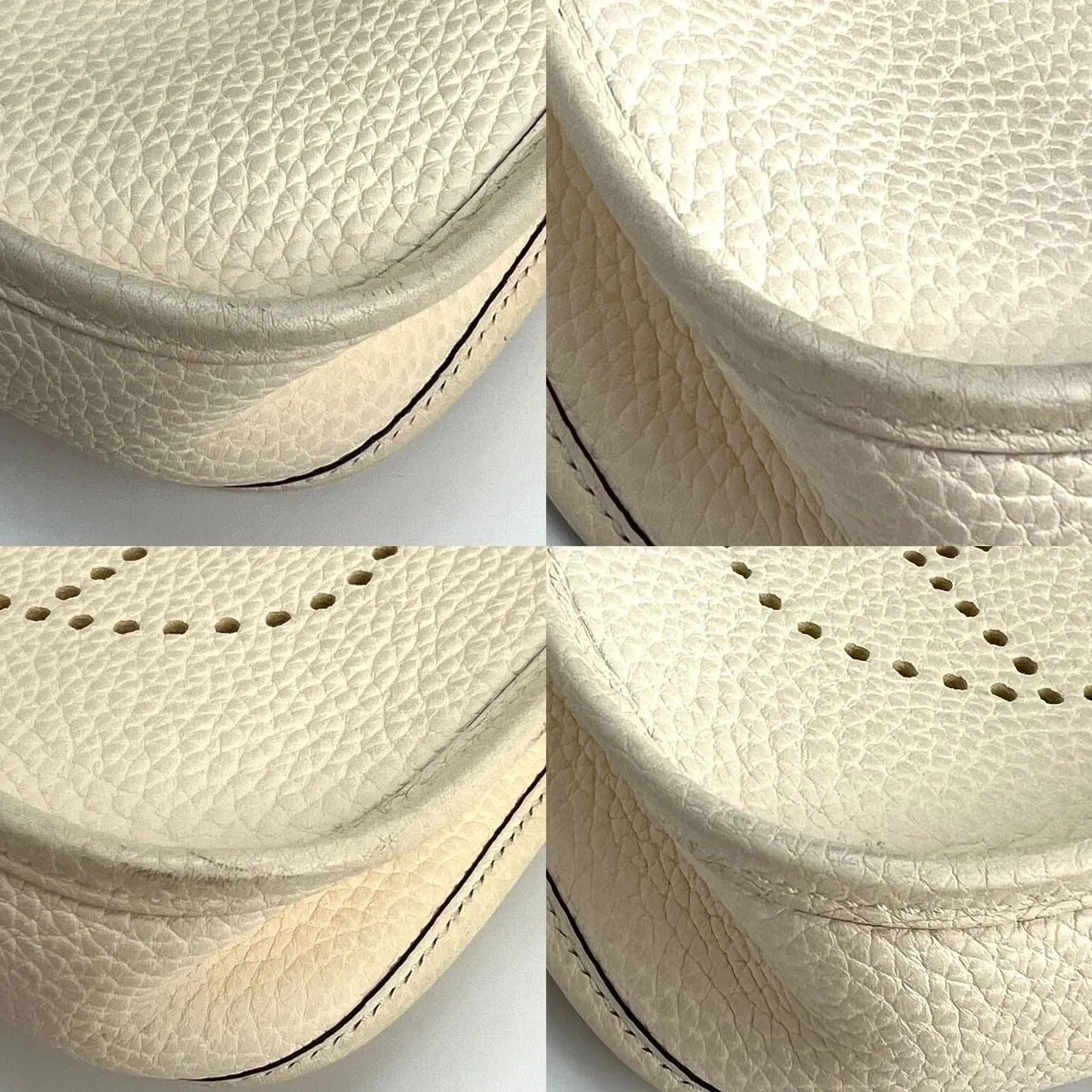 Hermes Taurillon Clemence evelyne TPM Nata White Crossbody Bag