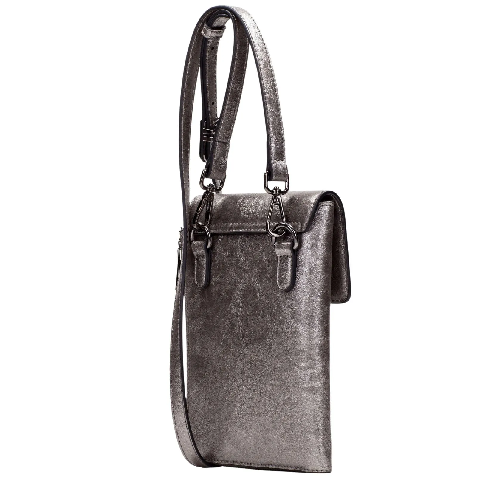 Hispanitas Pewter Silver Metallic Slim Crossbody Bag