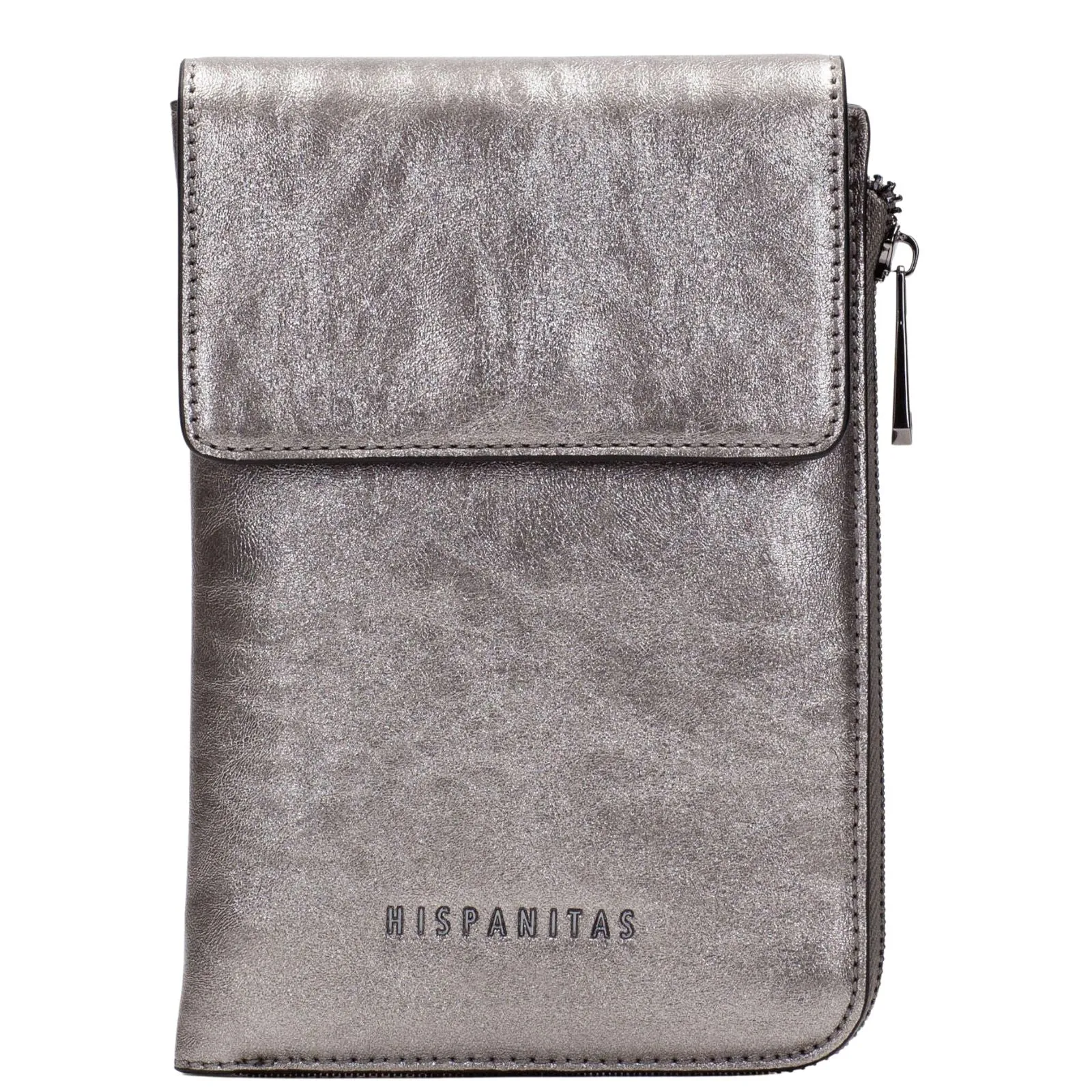 Hispanitas Pewter Silver Metallic Slim Crossbody Bag