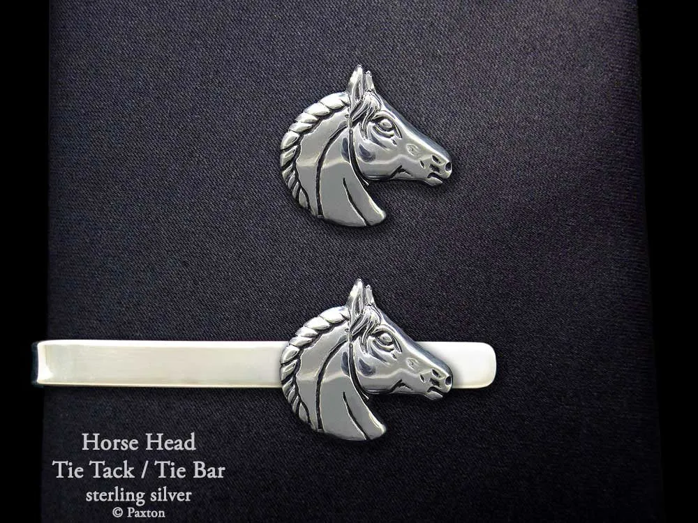 Horse Head Tie Tack or Horse Head Tie Bar / Tie Clip Sterling Silver