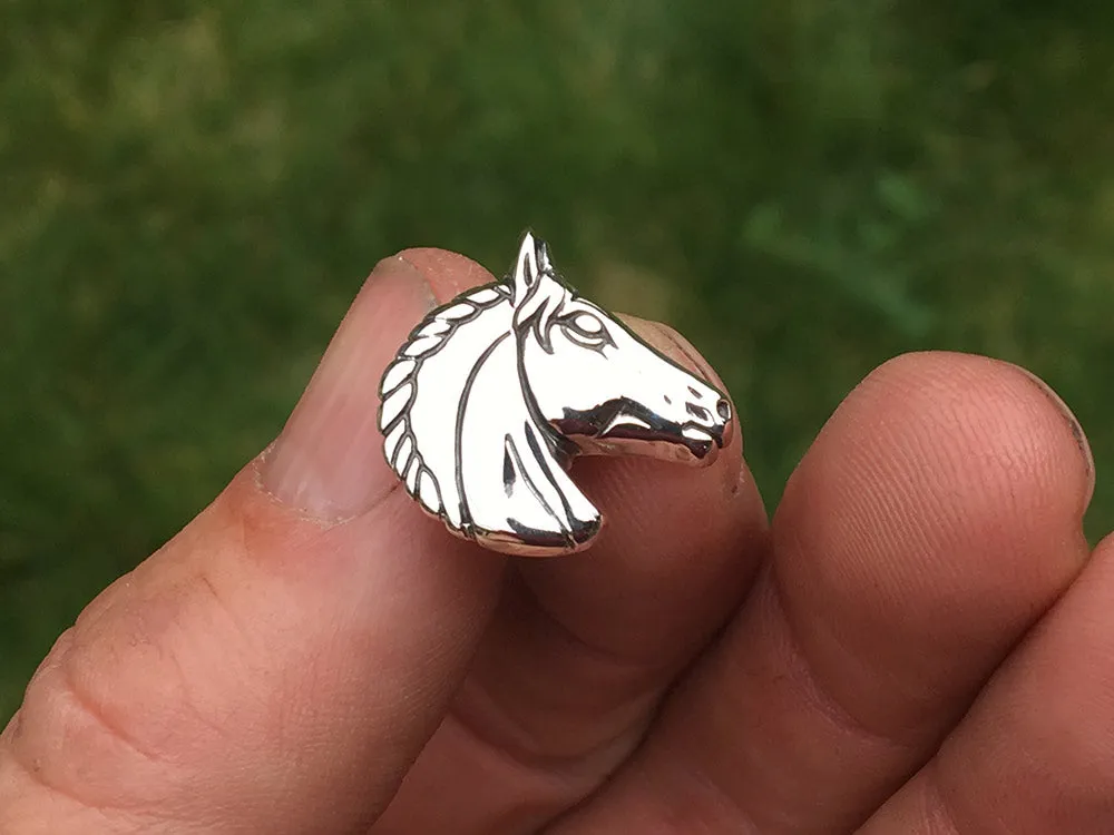 Horse Head Tie Tack or Horse Head Tie Bar / Tie Clip Sterling Silver