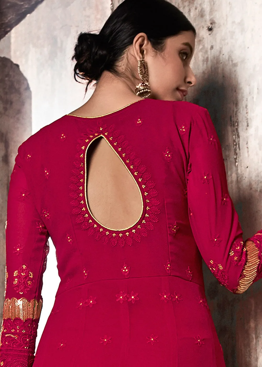 Hot Pink Lucknowi Anarkali Suit