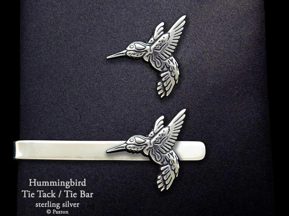 Hummingbird Tie Tack or Hummingbird Tie Bar / Tie Clip Sterling Silver