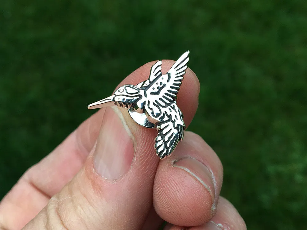 Hummingbird Tie Tack or Hummingbird Tie Bar / Tie Clip Sterling Silver