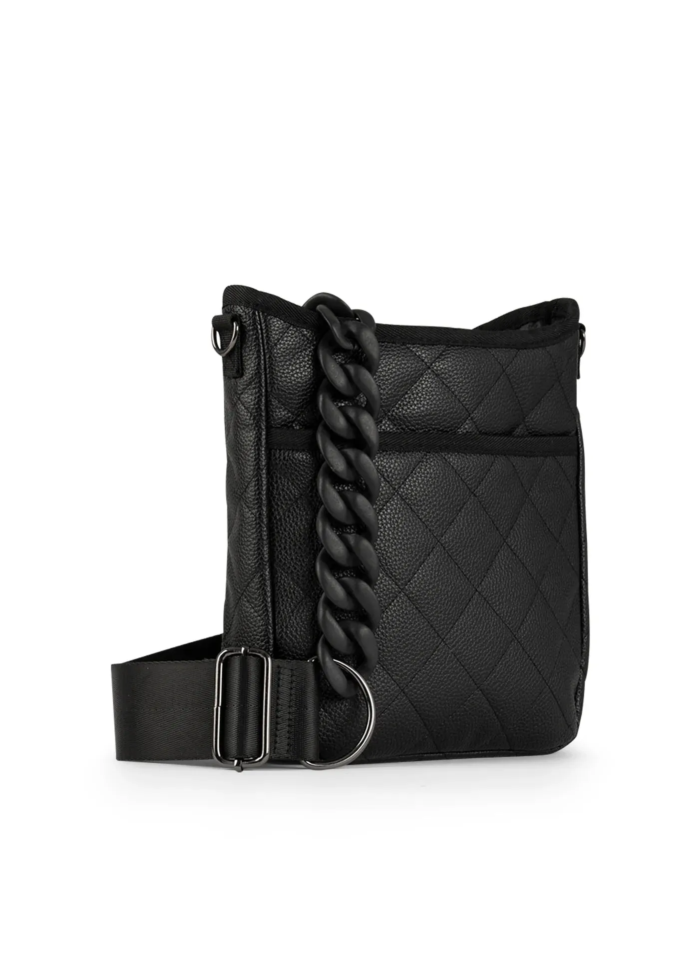 JERI VEGAN LEATHER CROSSBODY- BLACK PEBBLED