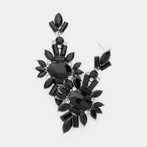 Jet Black Crystal Drop Earrings | 590573