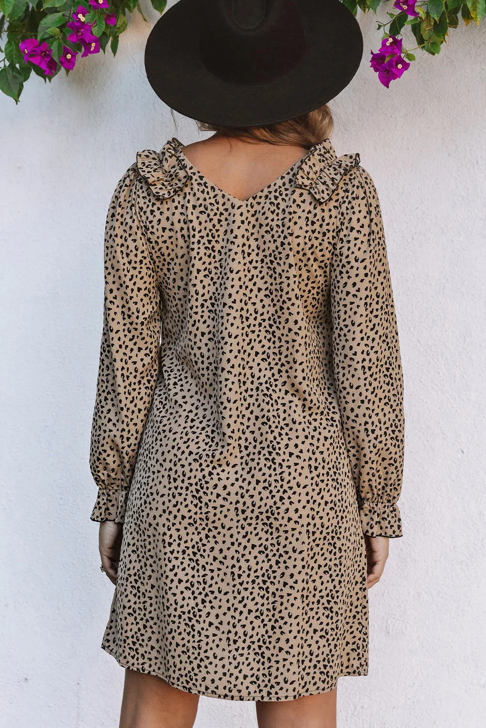 Jordan Leopard V-Neck Long Sleeve Dress