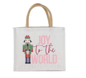 Joy to the World  Nutcracker Gift Tote - White/Multi