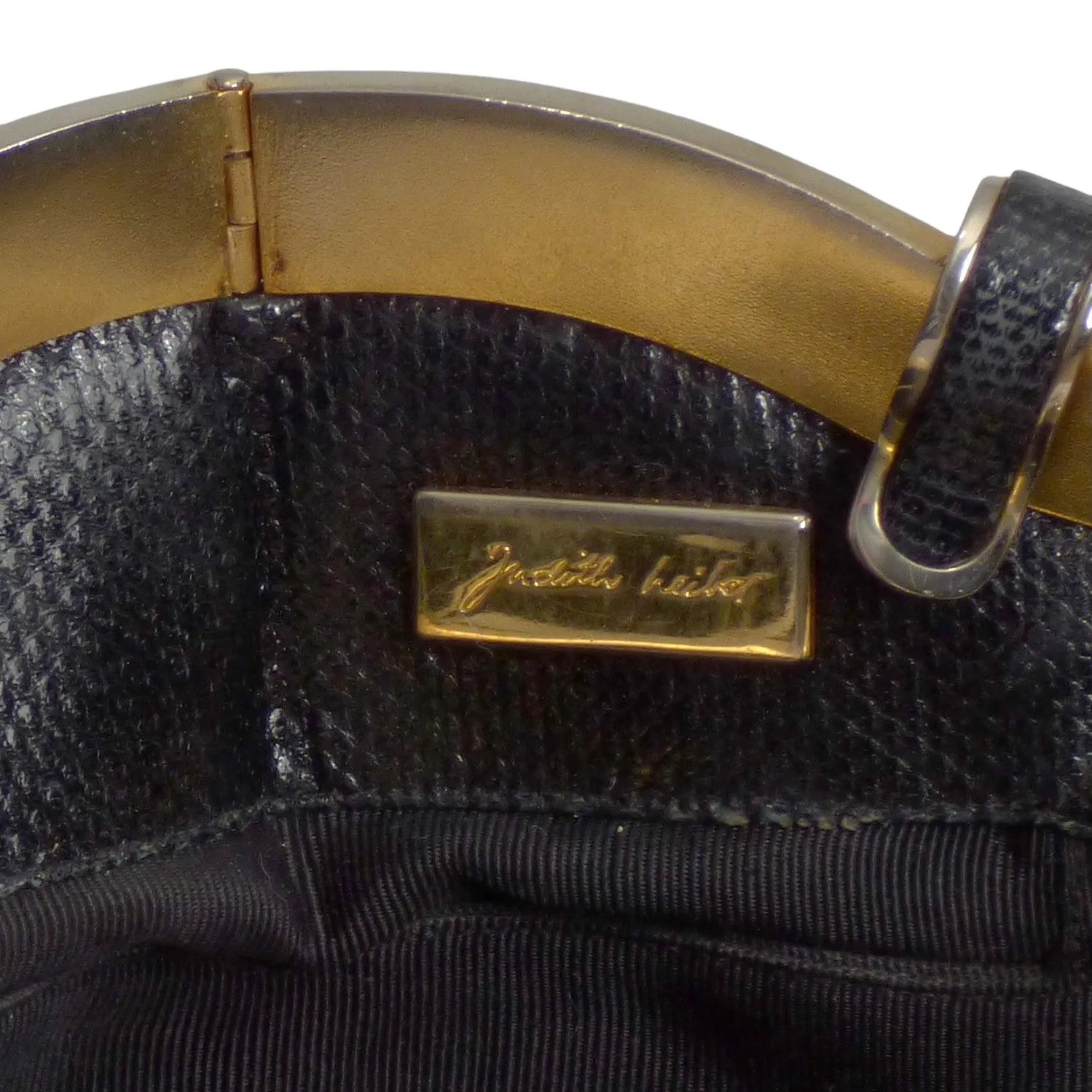 JUDITH LEIBER- 1980s Black Lizard Skin Evening Clutch