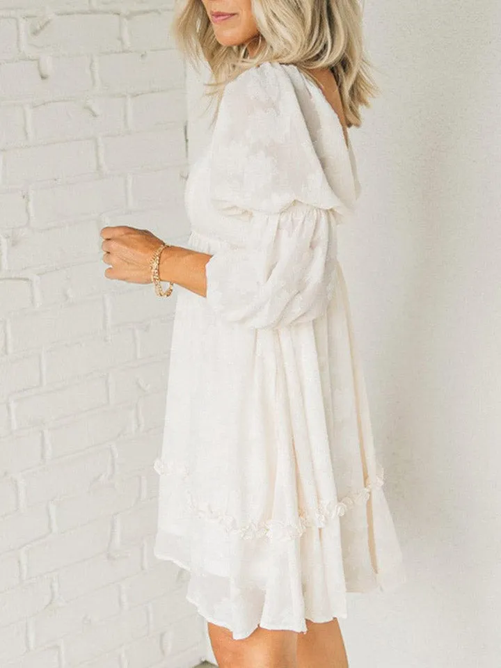 Julia Square Neck Long Sleeve Mini Dress