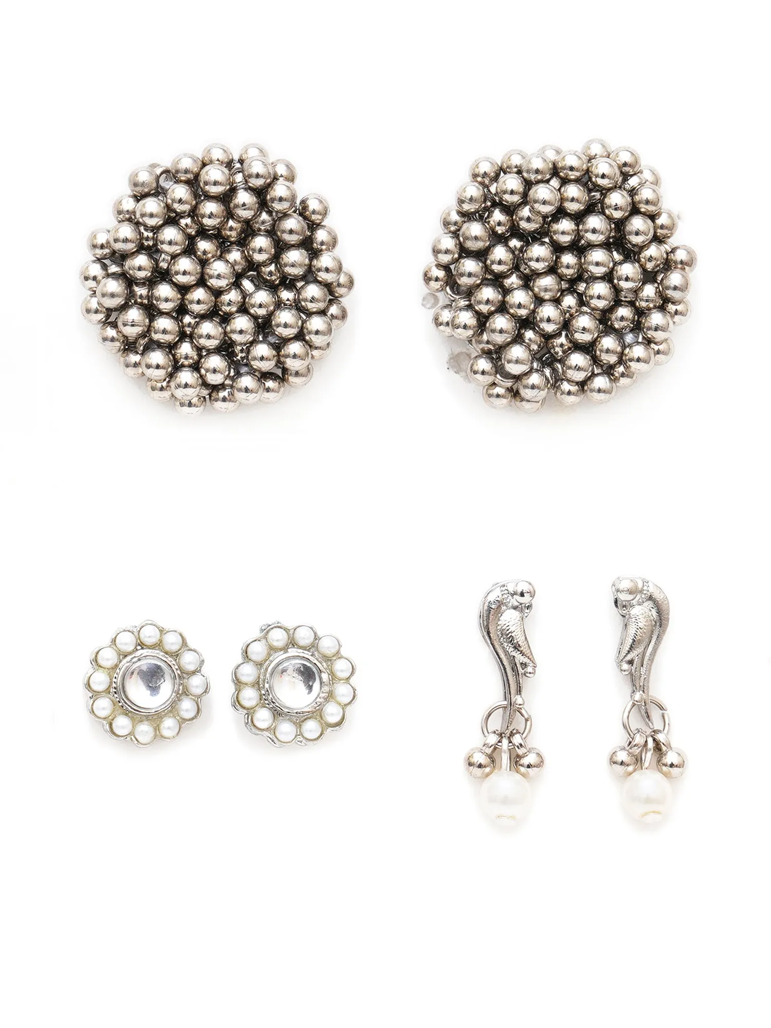 Karatcart Set of 3 Handcrafted Kundan Earrings Combo for Women