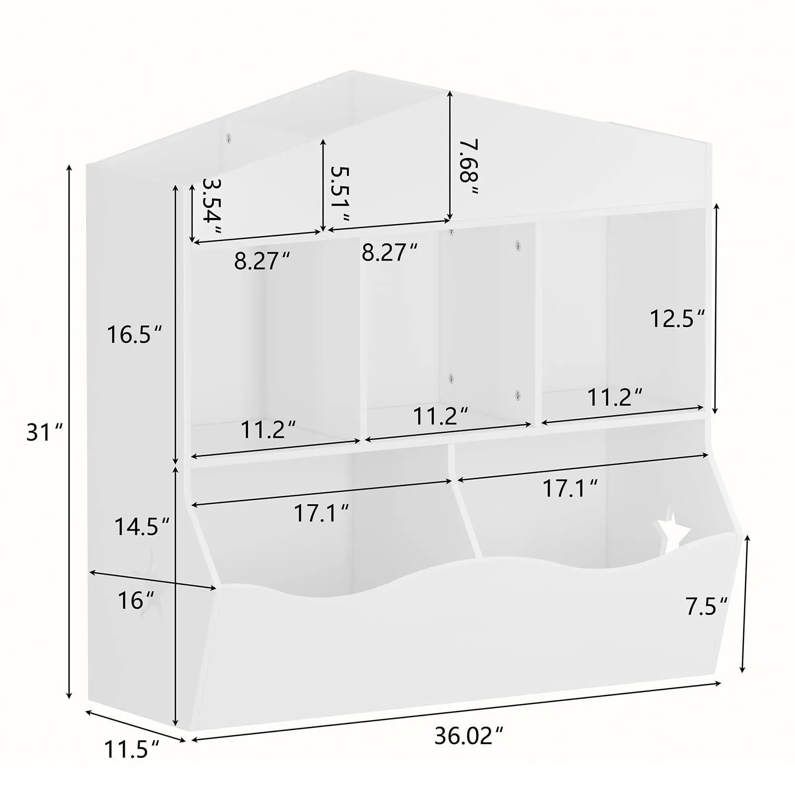 Kids Bookshelf Toy Storage Organizer White Modern Contemporary MDF