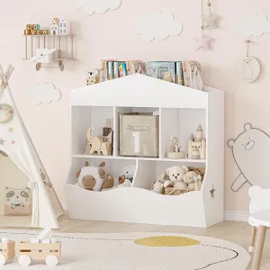 Kids Bookshelf Toy Storage Organizer White Modern Contemporary MDF
